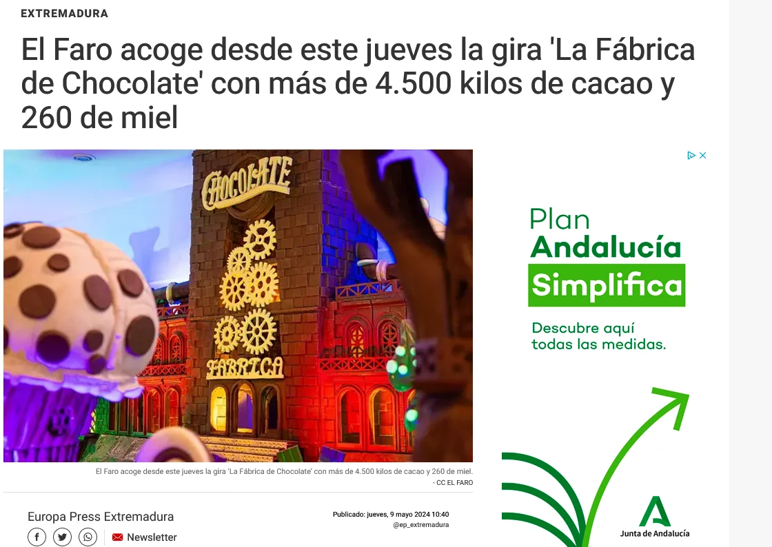 El Faro acoge desde este jueves la gira 'La Fábrica de Chocolate' con más de 4.500 kilos de cacao y 260 de miel